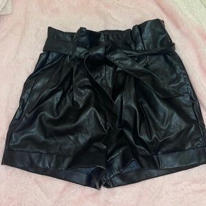 Faux leather shorts
